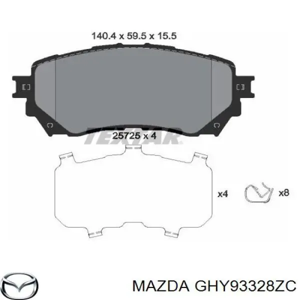 Гальмівні колодки Mazda GHY93328ZC ціна, від 26.66 USD