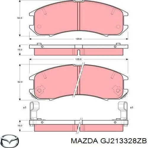 Гальмівні колодки Mazda GJ213328ZB ціна, від 16.52 USD