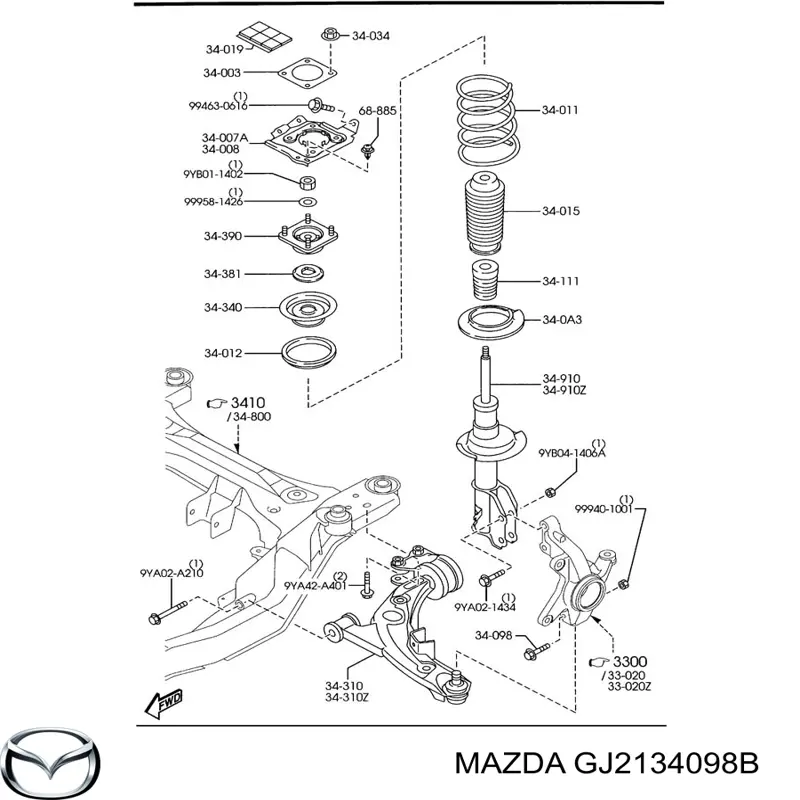 Болт кріплення передньої кульової опори до цапфи Ford 1542515 ціна, від 3.30 USD