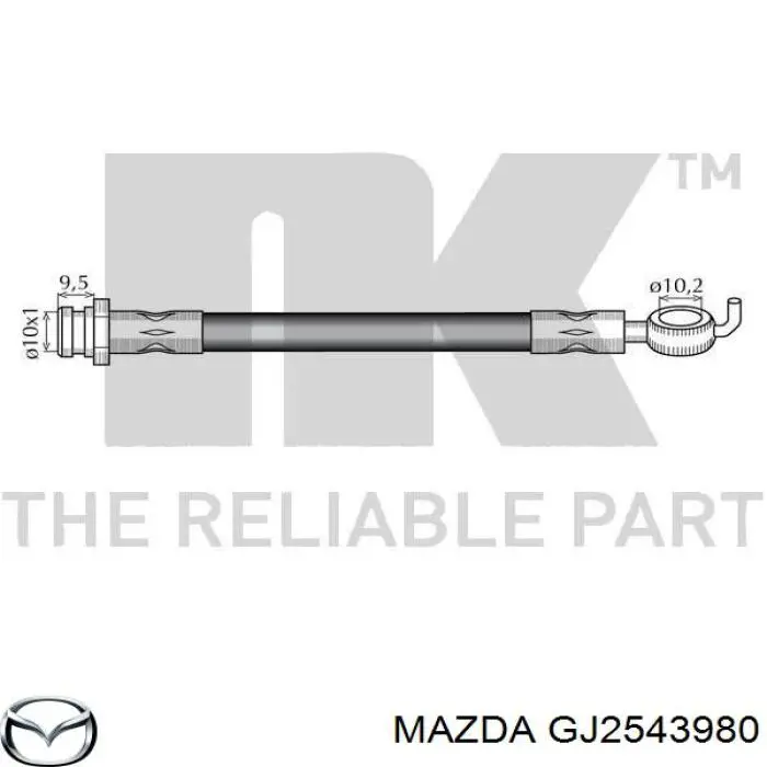 Шланг гальмівний задній GJ2543980 Mazda