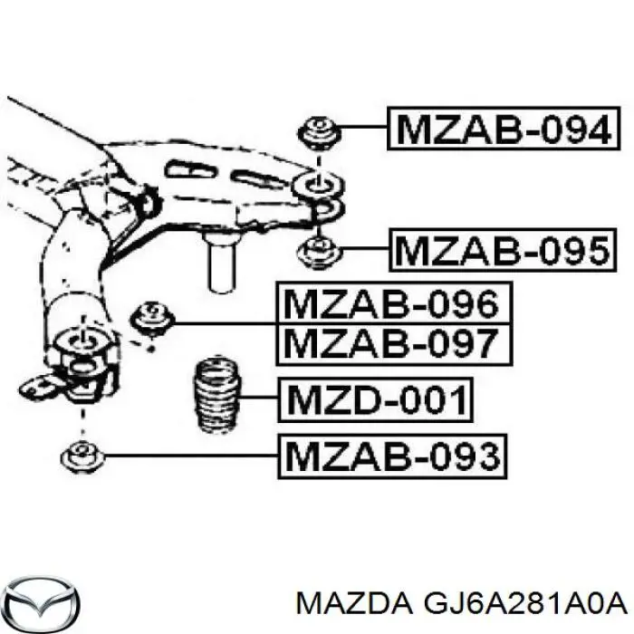 Купити GJ6A281A0A Mazda Відбійник пружини задньої