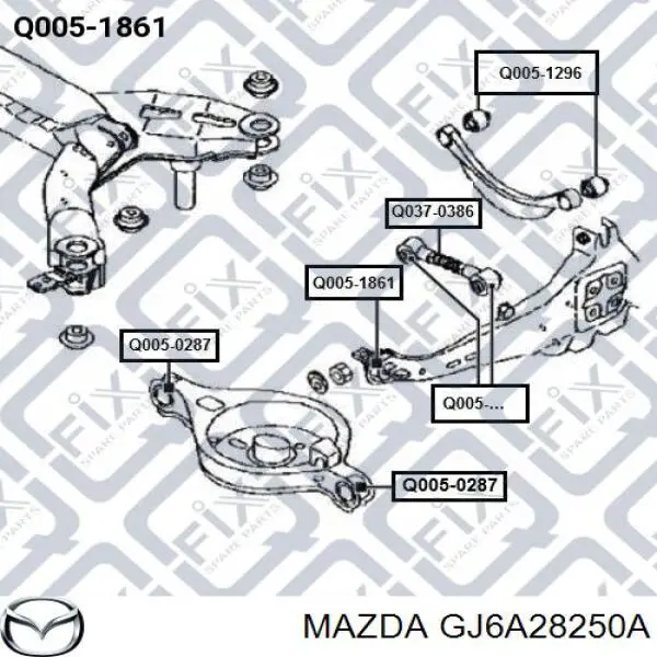Купити GJ6A28250 Mazda Важіль/тяга задньої підвіски подовжній нижній, лівий