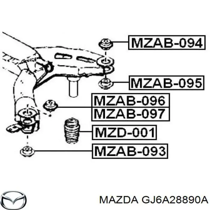 Сайлентблок задньої балки/підрамника Mazda GJ6A28890A ціна, від 5.75 USD