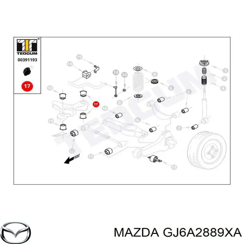 Купити GJ6A2889XA Mazda Сайлентблок задньої балки