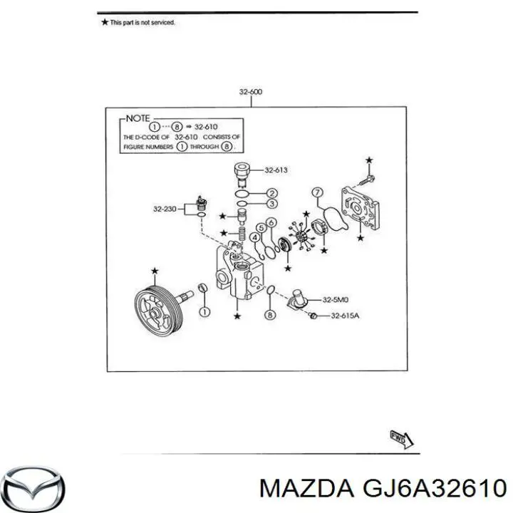 GJ6A32610 Mazda ремкомплект насосу гідропідсилювача керма