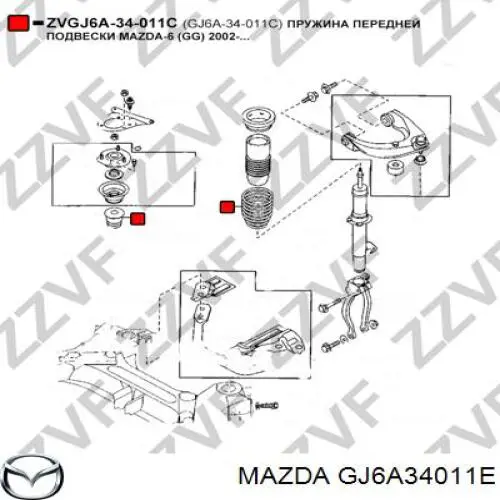 Купити GJ6A34011E Mazda Пружина передня, права