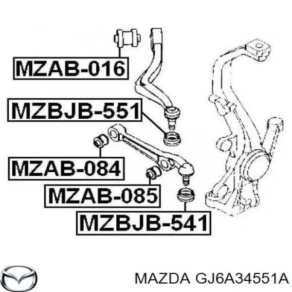 GJ6A34551A Mazda пильник опори кульової нижній