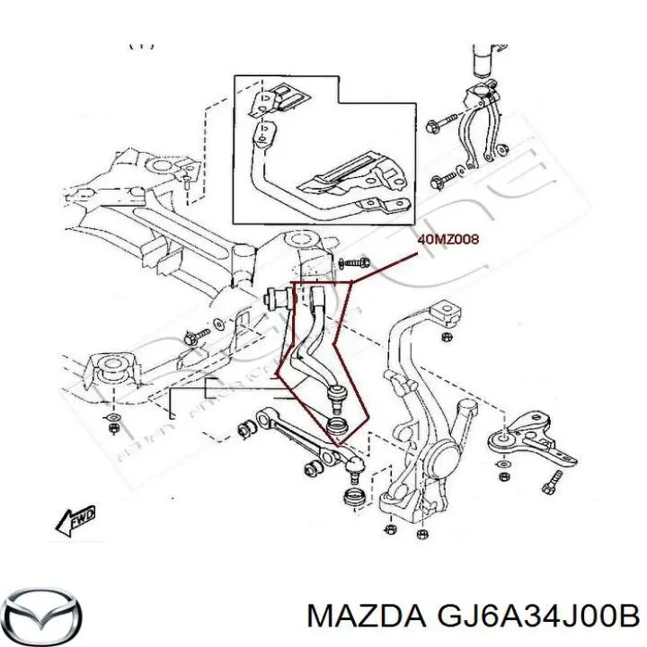 Купити GJ6A34J00B Mazda Важіль передньої підвіски нижній, правий