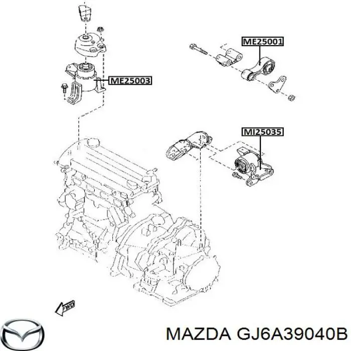 Купити GJ6A39040B Mazda Задня опора двигуна
