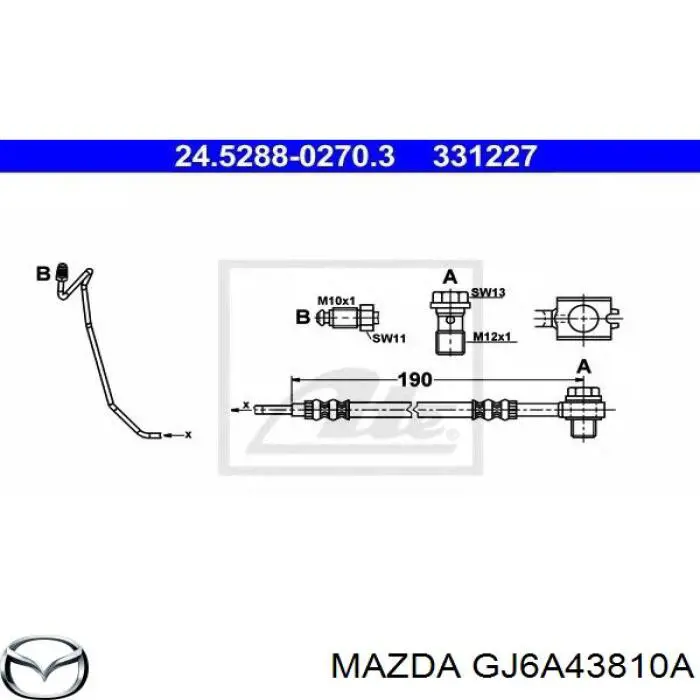 GJ6A43810A Mazda шланг гальмівний задній