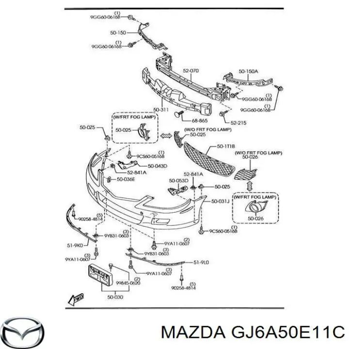 Кронштейн бампера переднього, зовнішній правий Mazda 6 MPS (GG) (Мазда 6)