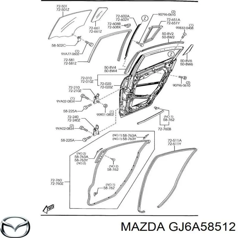 Фіксатор бокового скла Mazda RX-8 (SE) (Мазда Рх 8)