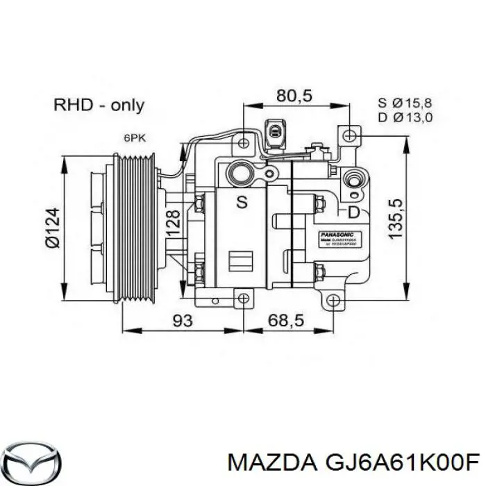 Компресор системи кондиціювання Mazda GJ6A61K00F ціна, від 112.87 USD