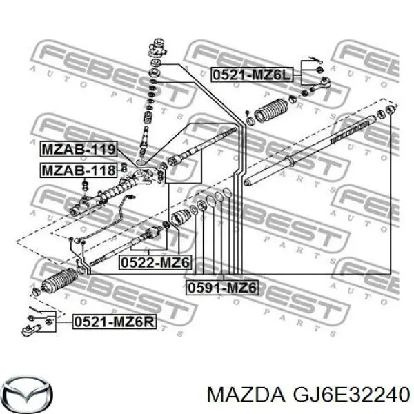 Тяга рульова поперечна Mazda GJ6E32240 ціна, від 11.02 USD