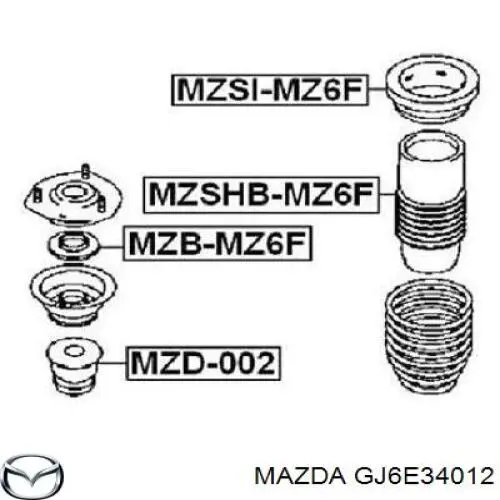 Проставка (гумове кільце) пружини передньої, верхня Mazda 6 (GG) (Мазда 6)