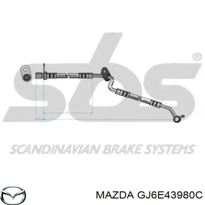 Шланг гальмівний передній, правий Mazda GJ6E43980C ціна, від 27.85 USD