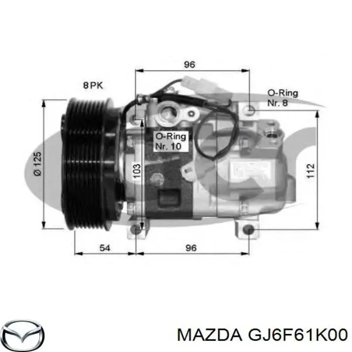 Компресор кондиціонера GJ6F61K00 Mazda