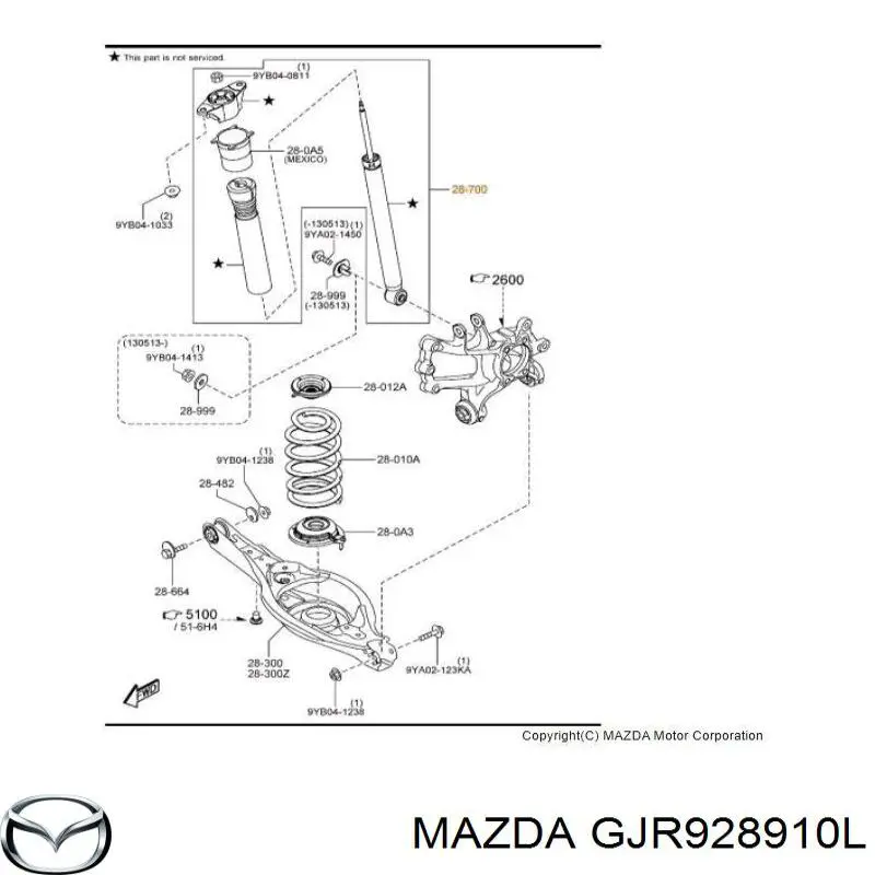 Амортизатор задній GJR928910L Mazda