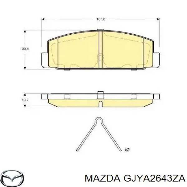 Задні гальмівні колодки GJYA2643ZA Mazda