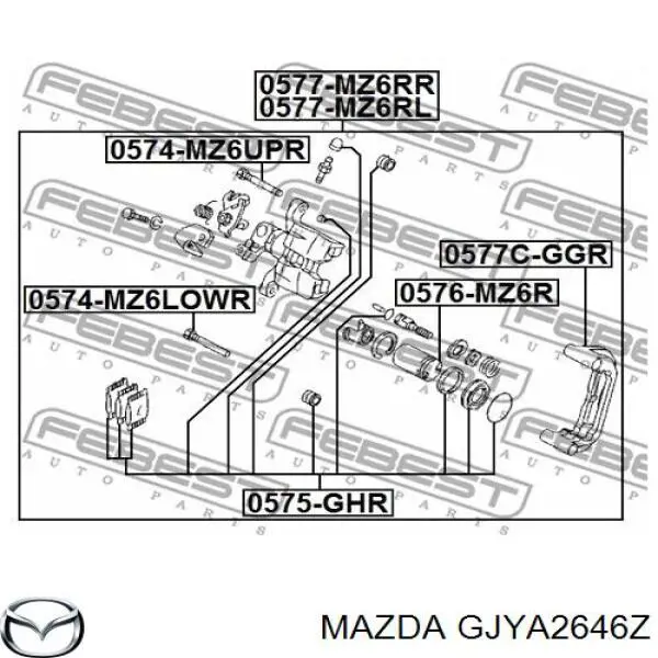 Ремкомплект супорту гальмівного заднього Mazda GJYA2646Z ціна, від 8.87 USD