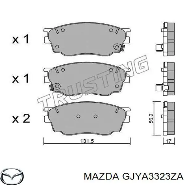 Колодки гальмівні передні, дискові GJYA3323ZA Mazda