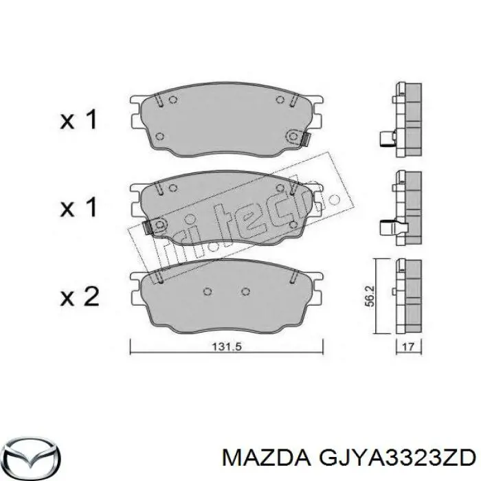 Колодки гальмівні передні, дискові GJYA3323ZD Mazda