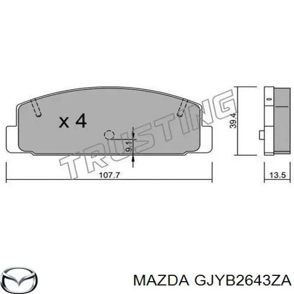 Задні гальмівні колодки GJYB2643ZA Mazda