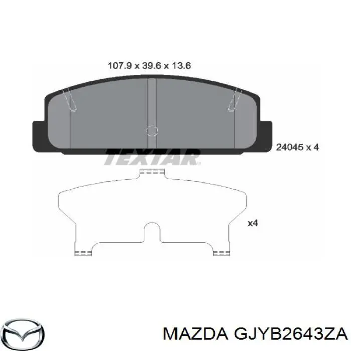 Задні гальмівні колодки Mazda GJYB2643ZA ціна, від 11.71 USD