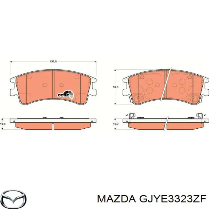 Купити GJYE3323ZF Mazda Колодки гальмівні передні, дискові