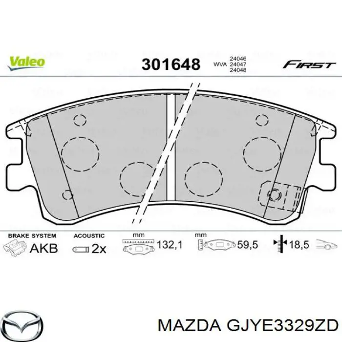 Передні тормозні колодки GJYE3329ZD Mazda