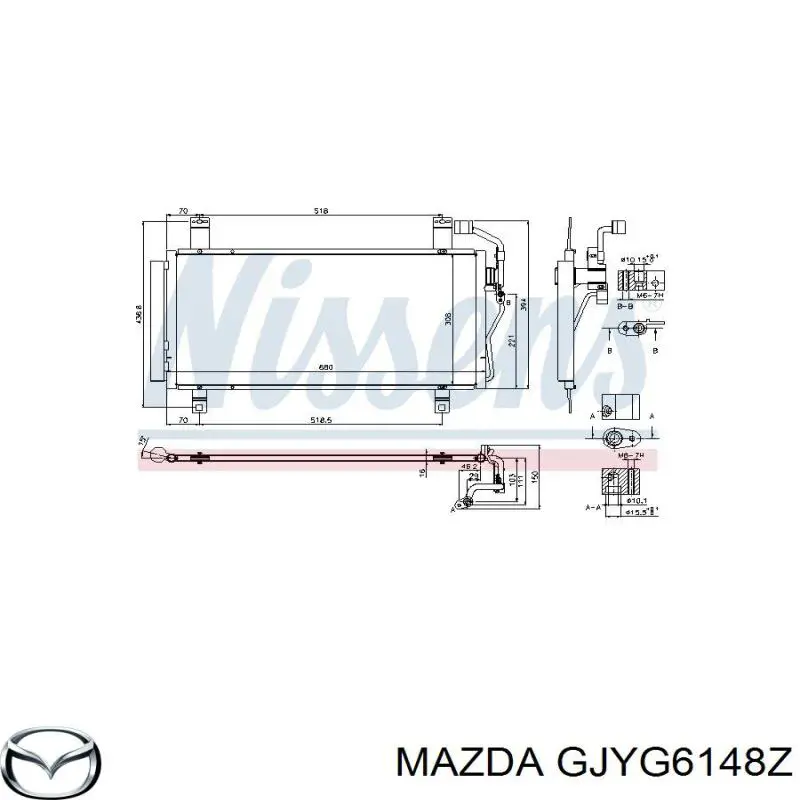 Радіатор кондиціонера GJYG6148Z Mazda