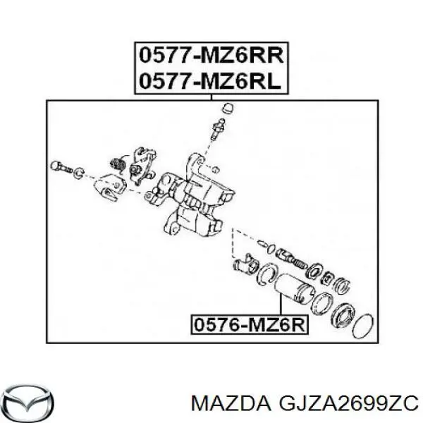 Супорт гальмівний задній лівий Mazda GJZA2699ZC ціна, від 44.34 USD