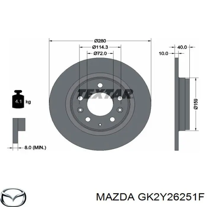 Задні дискові гальма Mazda GK2Y26251F ціна, від 22.78 USD