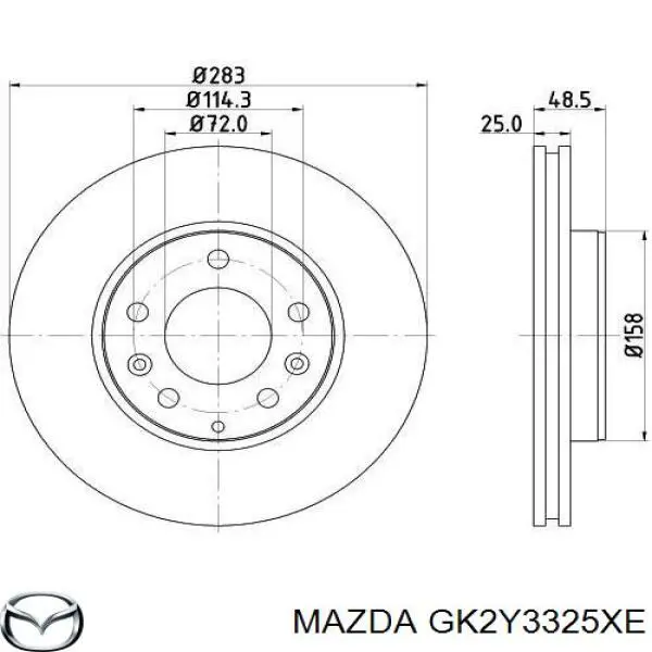 GK2Y3325XE Mazda диск гальмівний передній
