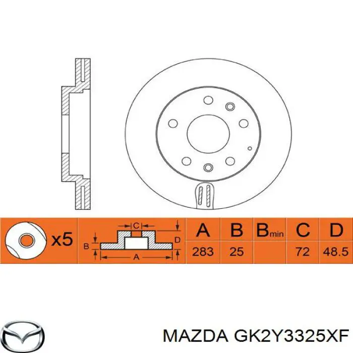 Купити GK2Y3325XF Mazda Ротор гальмівний