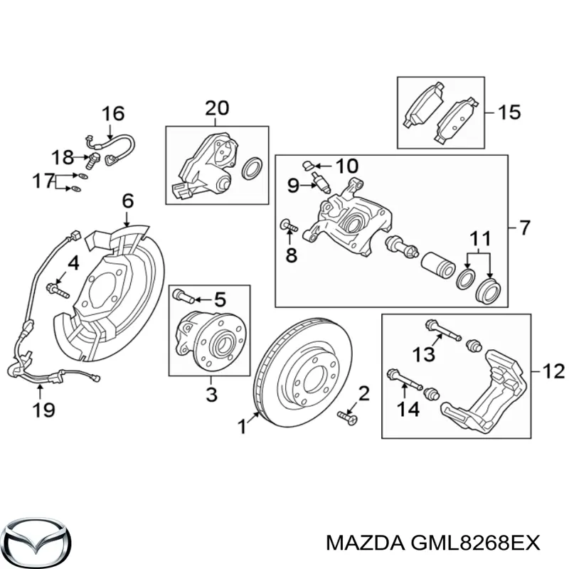 Двигун приводу гальмівного супорту заднього Mazda GML8268EX ціна, від 30.45 USD