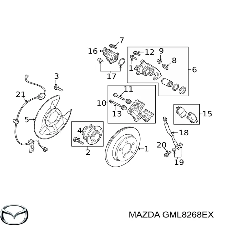 GML8268EX Mazda двигун приводу гальмівного супорту заднього стоянкової системи