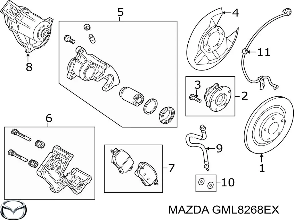 GML8268EX Mazda Мотор приводу гальмівного супорта заднього стояночної системи