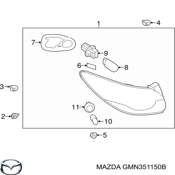 Ліхтар задній правий, зовнішній GMN351150B Mazda
