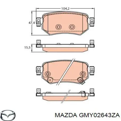 Колодки гальмові задні, дискові GMY02643ZA Mazda