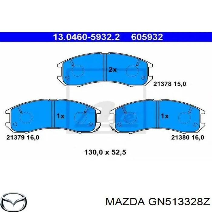 Гальмівні колодки Mazda GN513328Z ціна, від 16.41 USD