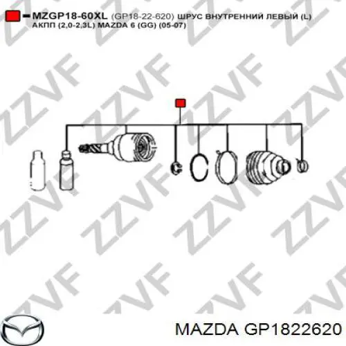 GP1822620 Mazda шрус внутрішній, передній, лівий