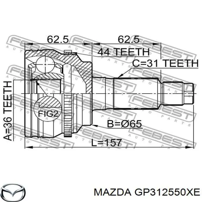 Піввісь права GP312550XE Mazda
