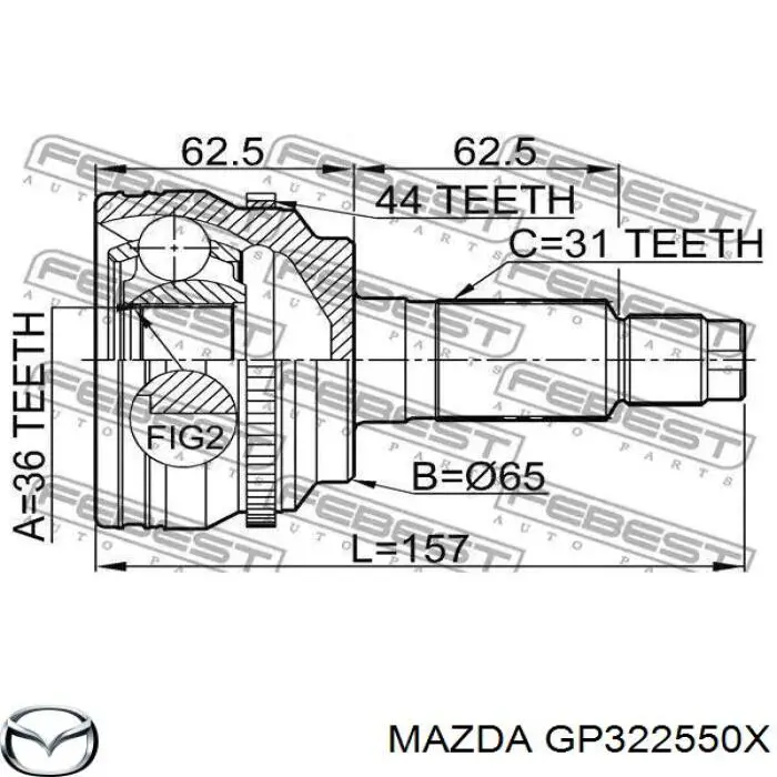 GP322550X Mazda Привід передній правий