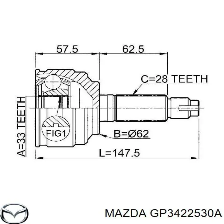 Пильник шарніра кутових швидкостей зовнішній передній Mazda GP3422530A ціна, від 20.97 USD
