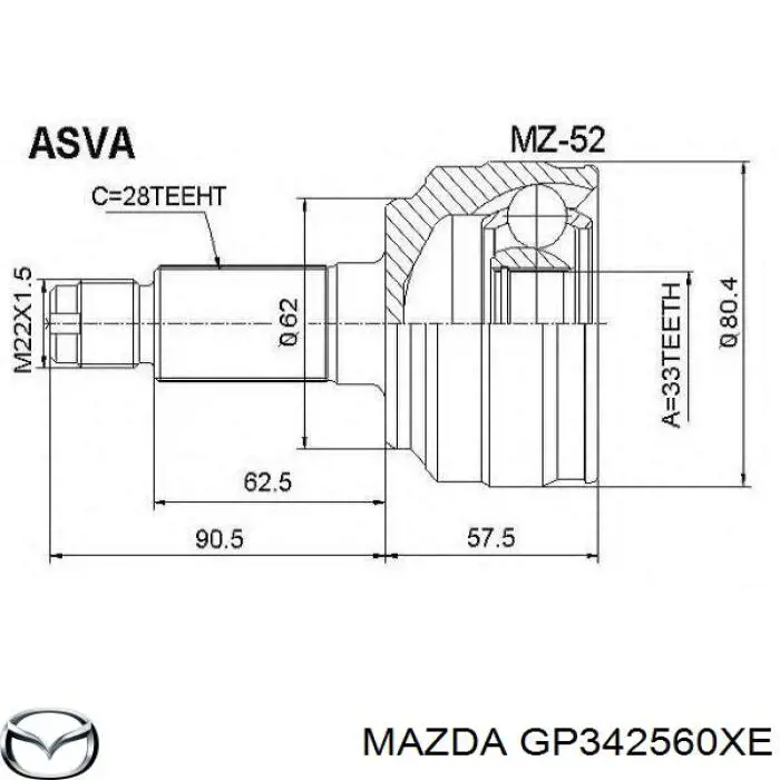 Купити GP342560XE Mazda Ліва піввісь