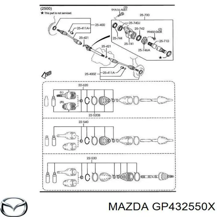 GP432550X Mazda Привід передній правий