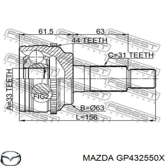 Піввісь передня, права Mazda GP432550X ціна, від 324.86 USD