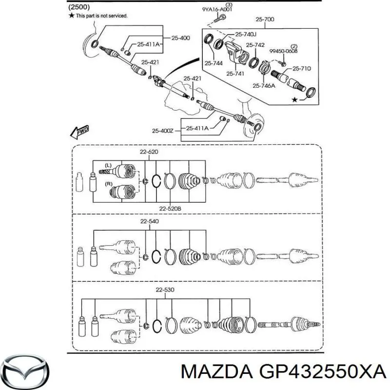 GP432550XA Mazda Привід передній правий