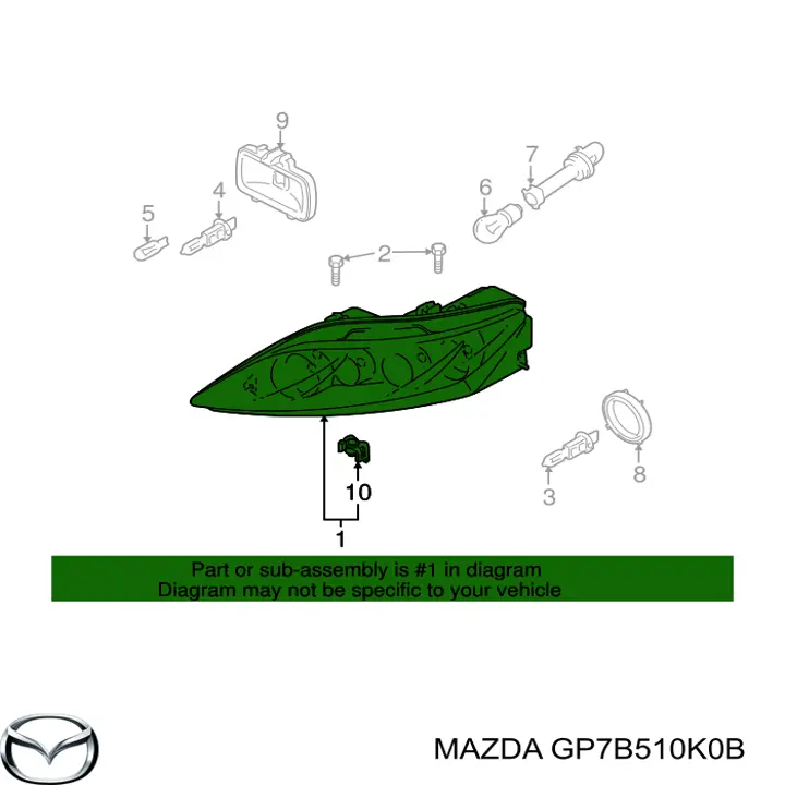 GP7B510K0B Mazda Основна фара - вставка
